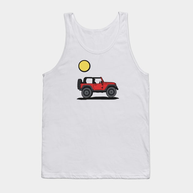 RED 4x4 WITH SUN Tank Top by Trent Tides